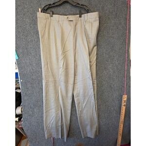 Paul Fredrick Dress Pants Mens 44x32 Gray Silk Wool Classic Pleated Herringbone